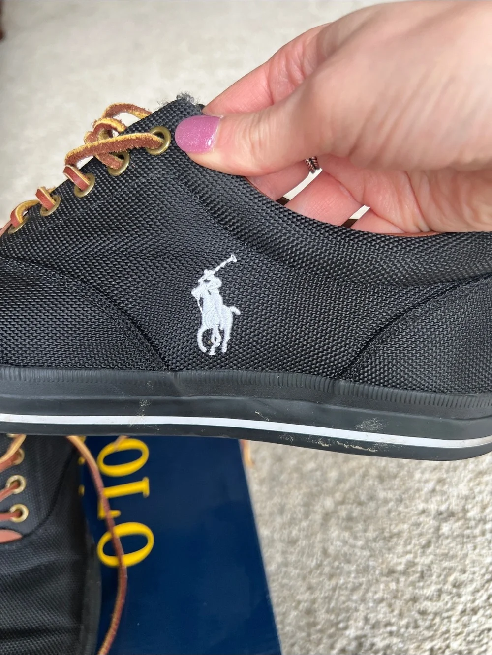 Polo by Ralph Lauren Men’s Black Canvas Low-Top Sneakers Size 11.5 D
